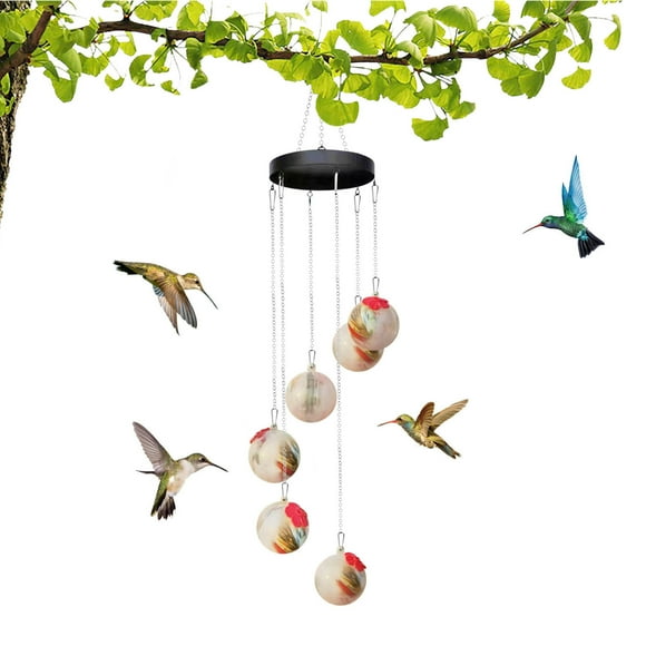 Fiudx Comederos para Colibríes, Comedero Colgante Colorido para Pájaros, Campanillas de Viento Decorativas, Atrae Pájaros a Tu Jardín, Decoración de Patio Al Aire Libre, Regalo Perfecto para Amantes
