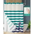 thumbnail image 6 of No Hook Shower Curtains, Anchor Teal Stall Bathroom Curtain with Snap in Liner, Modern Navy Blue White Striped Nautical Waterproof Washable Fabric Bathroom Shower Curtain Sets, 48" x 72", 6 of 7