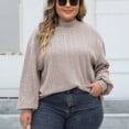 thumbnail image 3 of FAIWAD Women's Long Sleeve Turtleneck Ribbed Knit Top Baggy Solid Color Plus Size Pullover Tops, 3 of 4
