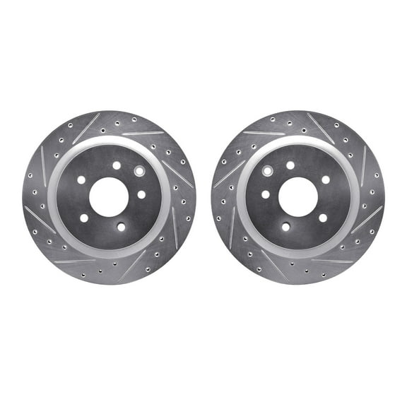 Dynamic Friction Company Rear Brake Rotors-Drilled and Slotted-Silver 7002-68011