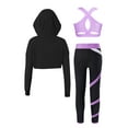 thumbnail image 2 of Fldy 3 Pcs Dance Suit for Girls Long Sleeve Hoodie Sweatshirts Sleeveless Tank Top with Legging Set Lavender 6, 2 of 5