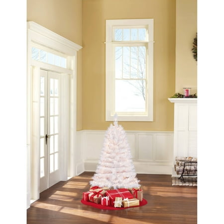 Holiday Time Pre-Lit 4' Indiana Spruce White Artificial Christmas Tree, Clear