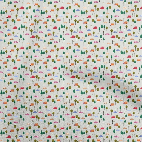 oneOone Cotton Poplin White Fabric Transport Craft Projects Decor Fabric Printed By The Yard 42 Inch Wide