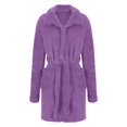 thumbnail image 4 of Prolriy Robes for Women, Women's Fall/Winter Hooded Pajamas Home Plush Thermal Bathrobe Nightgown Womens Robe Purple XXL, 4 of 6