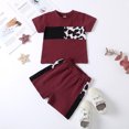 thumbnail image 2 of Vedolay 2 Piece Shorts Sets For Girl Girl's 2 Piece Outfit Sleeveless Tank Top and Graphic Print Colorblock Shorts Set,Red 18-24 Months, 2 of 4