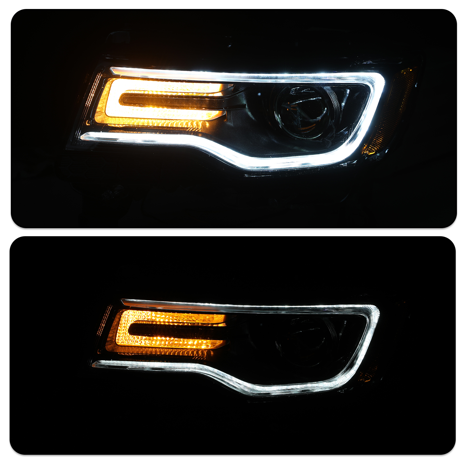 Black Headlights For 2014-2021 Jeep Grand Cherokee w/Bulbs&Ballast HID Lamp LH/RH