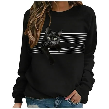 

Gym Tops For Women Pocket T Shirts For Women Queen T Shirt For Women Women s Fashion Casual 3D Print Round Neck Sweater Loose Sports Tops Pullover V Neck Chiffon Tops Maternity Tops Fall(Black M)