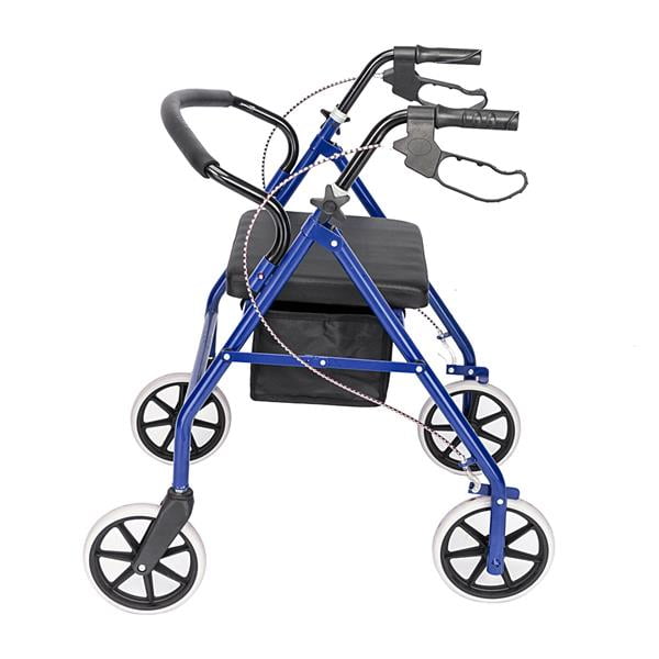 8" Large Wheels Aluminum Rollator Walker with Paded Seat and Backrest, Fits People Upto 6'2