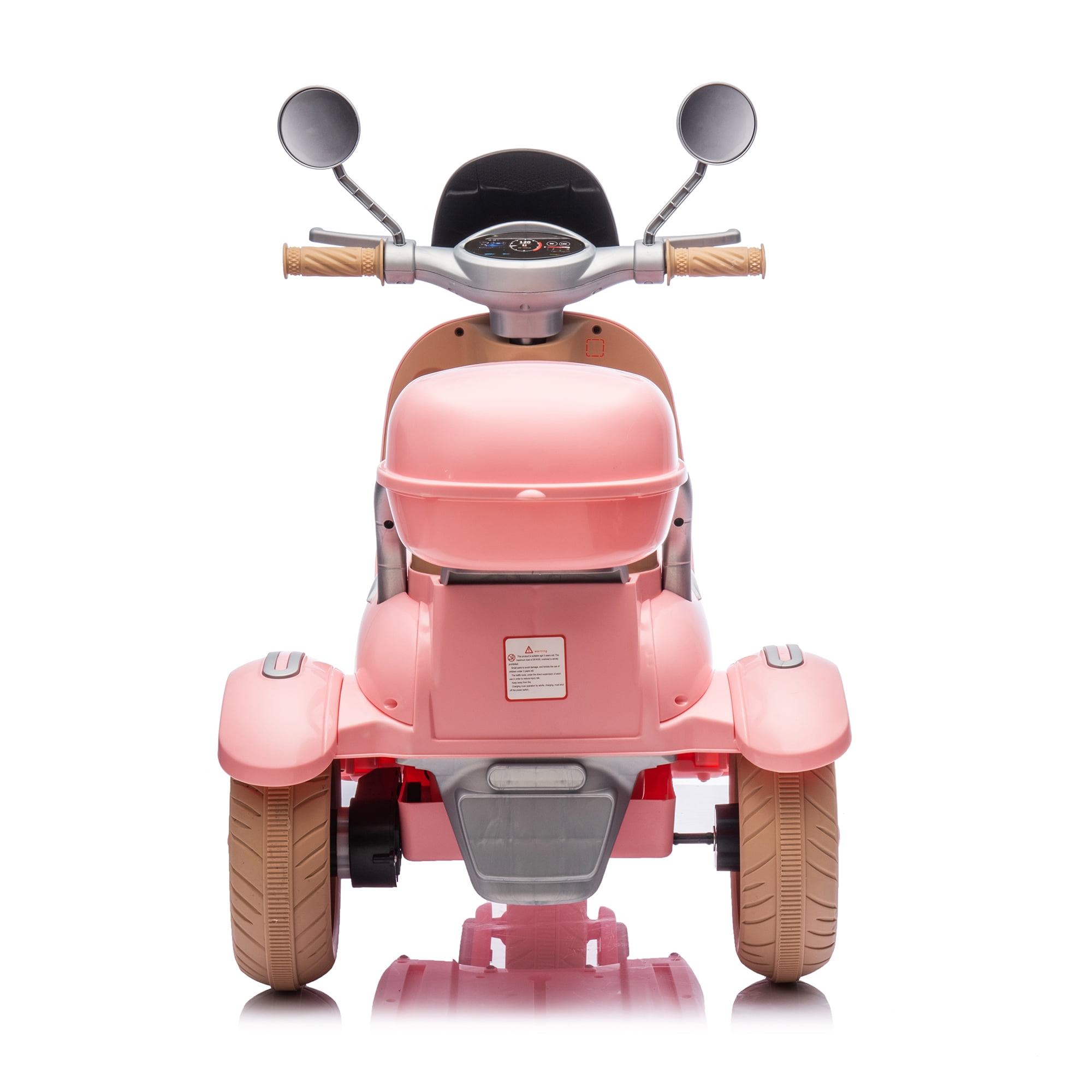 Urday 12V Kids Electric Motorcycle with Parent Seat, Dual 25W Motors 3-Wheeled Ride On Toy, Bluetooth Music, USB, High Weight Capacity 132 lbs, Beige