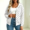 thumbnail image 4 of IUYRTFE Women's Polka Dot Zip Up Hoodie with Pockets Drawstring Long Sleeve Casual Jacket, 4 of 9