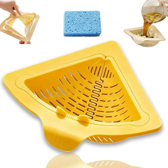 Magnetic Drainage & Filter Basket, Punch-Free Triangular Sink Strainer, Collapsible Kitchen Sink Filter Basket