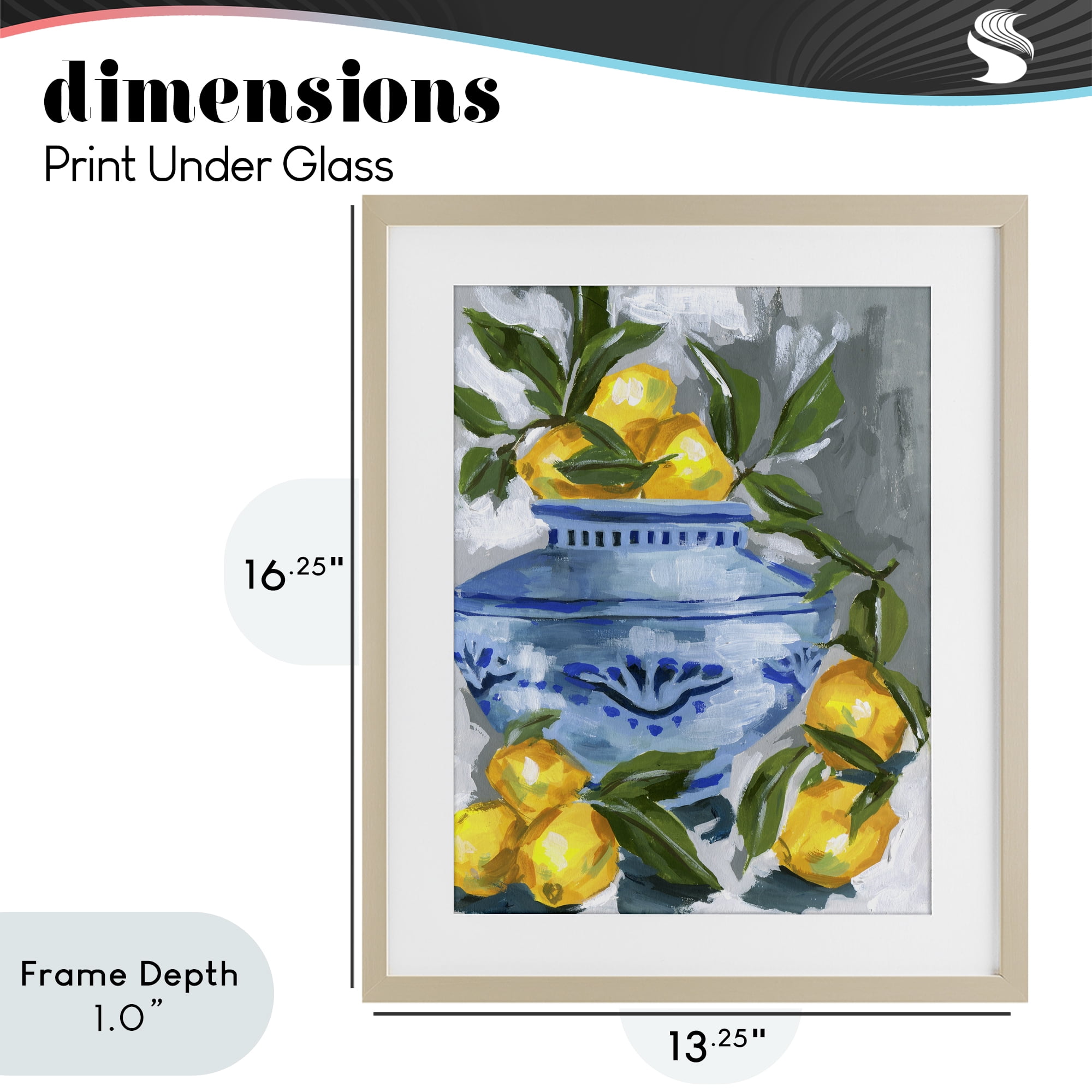 Stupell Industries Indigo & Lemon Vase Birch Framed Print Under Glass, design by Melissa Wang