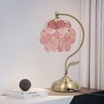 thumbnail image 2 of ToppiJoy Tiffany Style Stained Glass Flower Table Lamp, Pink Petal Floral Desk Light with Metal Base, for Bedroom Living Room, 2 of 12