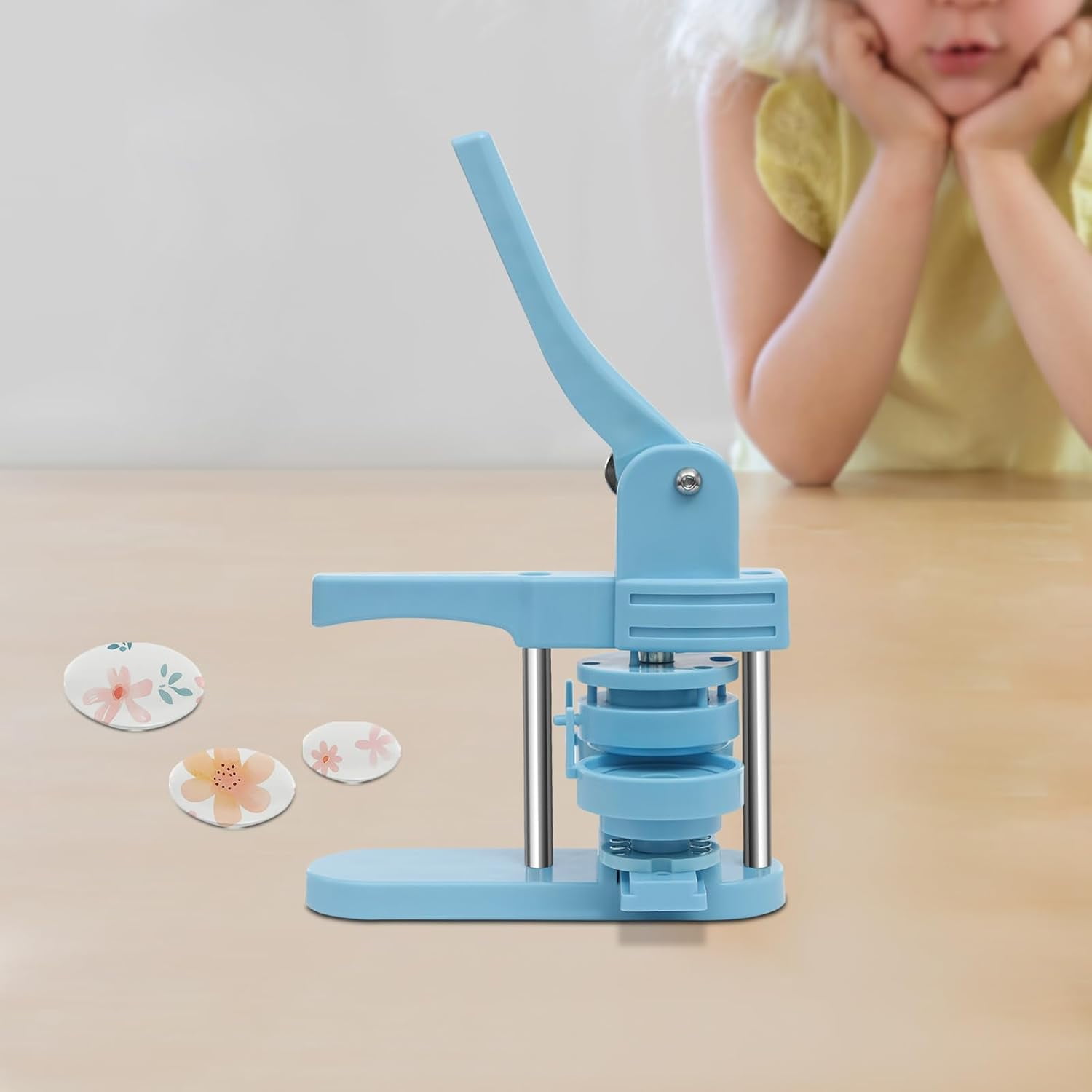 Button Maker, Multiple Sizes Button Maker Machine 25 32 58mm Badge Pin Machine 1/1.25/2.28 Inch 3-in-1 Pin Maker Button Press Pin Press Button Machine Each Size with 100pcs Button Maker Supplies