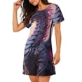 thumbnail image 2 of Sikiie Chemise de Nuit à Manches Courtes pour Femmes avec Imprimé Dragon, Col Rond, Pyjama d'Été pour la Maison, 2 of 6