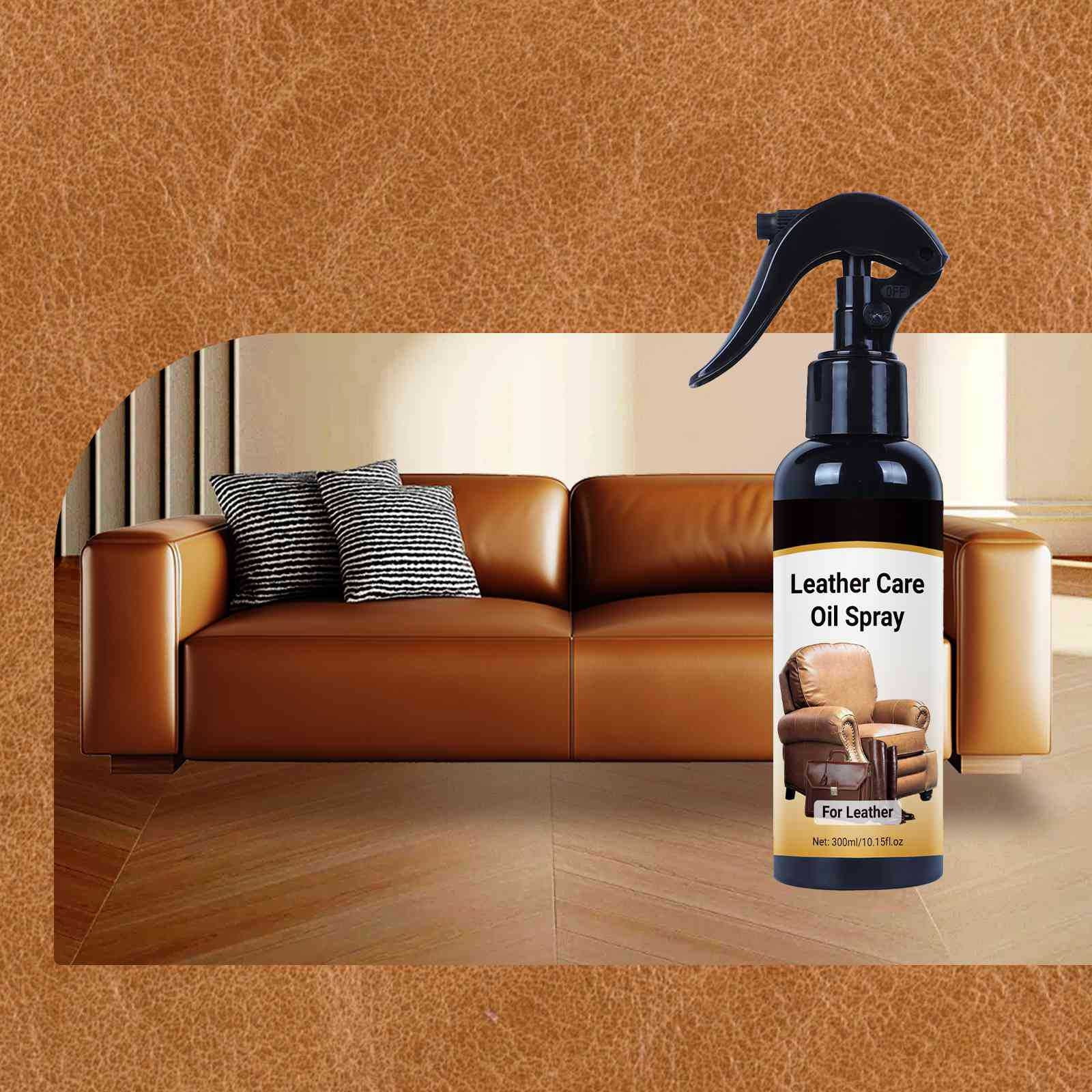 Leather Care Oil Spray 300ml - Transparent Protective Formula for Furniture, Sofa, Car Seat, Bag & Clothing - Nourishes & Revitalizes - Daily Maintenance Solution