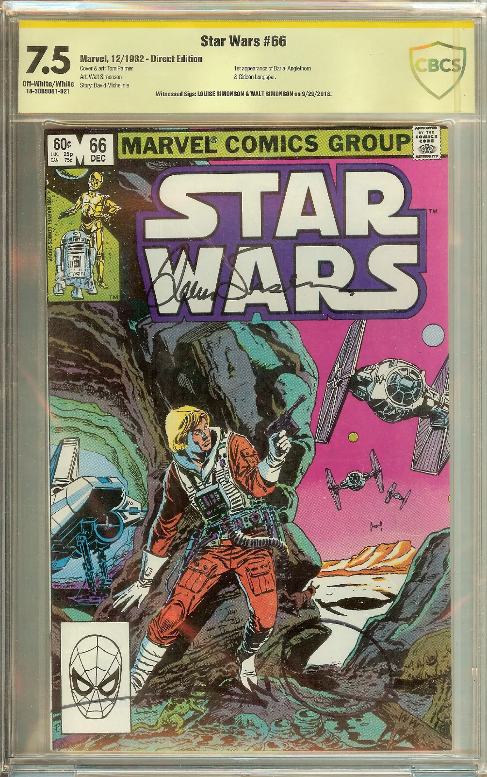 Marvel Star Wars #66 CBCS 9.2 NM Signed Louise and Walt Simonson