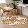 thumbnail image 5 of Geometric Flower Round Area Rugs Collection 4', Vintage Country Floral Orange Grey on Linen Non Slip Indoor Circular Throw Runner Rug Floor Mat Carpet for Living Room Dining Table Bedroom Nursery, 5 of 9