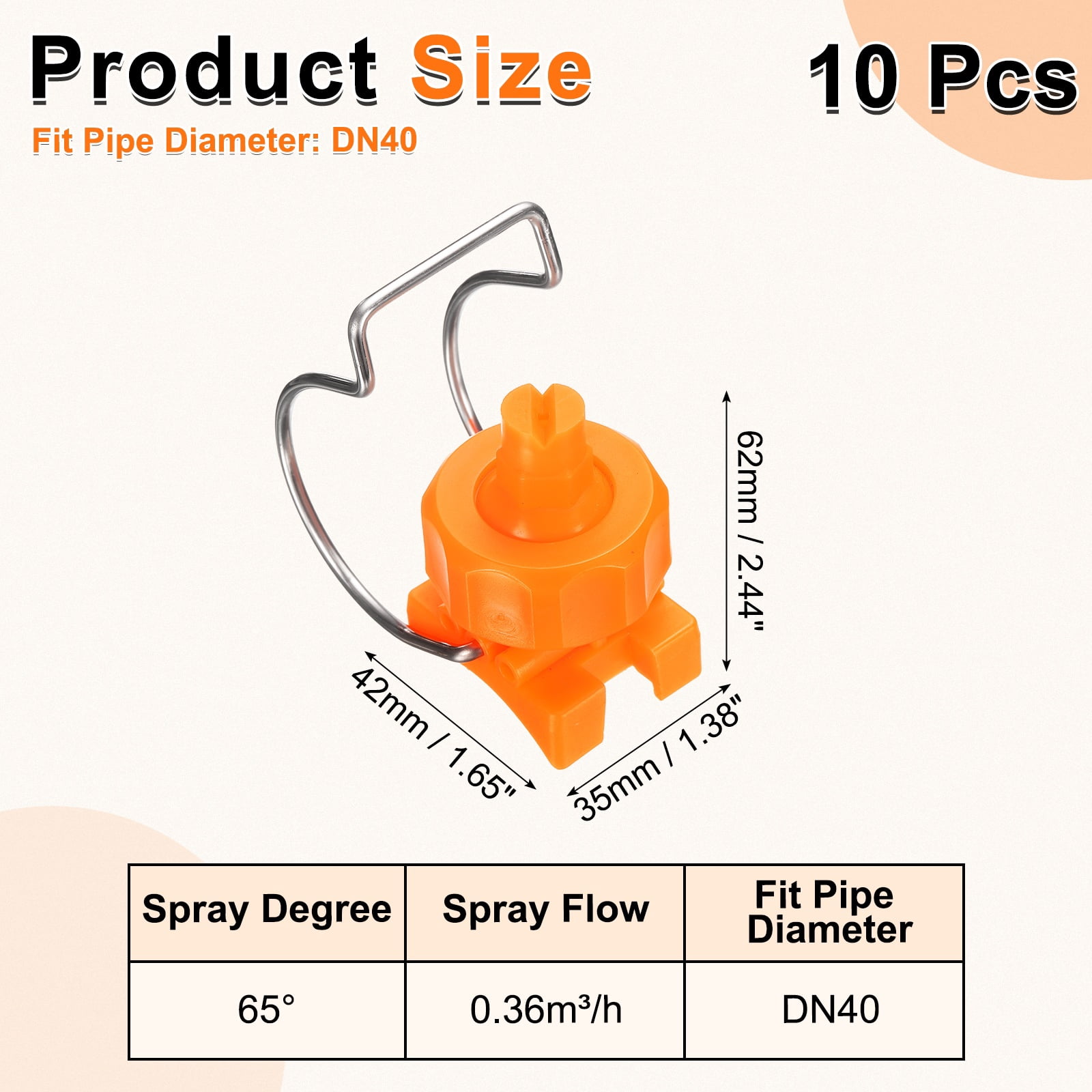 Uxcell 10 Pack Flat Fan Spray Tip, 65 Degree Spray Nozzle with Clip Adjustable Plastic Yellow Nozzles Fit 1-1/2" Hose, 0.36 Cubic Meters Per Hour