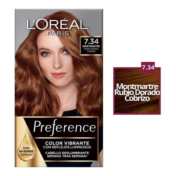 Tinte para cabello L'Oréal Preference 7.34 montmartre rubio dorado cobrizo