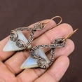 thumbnail image 3 of Natural Rainbow Moonstone Gemstone Copper Wire Wrap Gift Earring 2.95, 3 of 4
