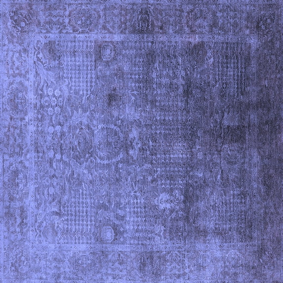 Ahgly Company Indoor Square Oriental Blue Industrial Area Rugs, 7' Square