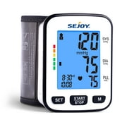 Sejoy Automatic Digital Blood Pressure Monitor, Large Wrist Cuff, Portable Electronic, Heart Rate Monitoring Meter, Backlit Display, Voice Broadcast