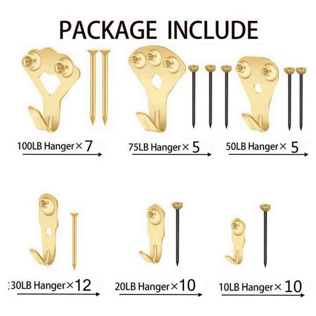 120PCS Picture Hanging Kit,Picture Hangers Assorted Kit with Heavy Duty Wall Hooks,for Canvas, Office Pictures, Clock