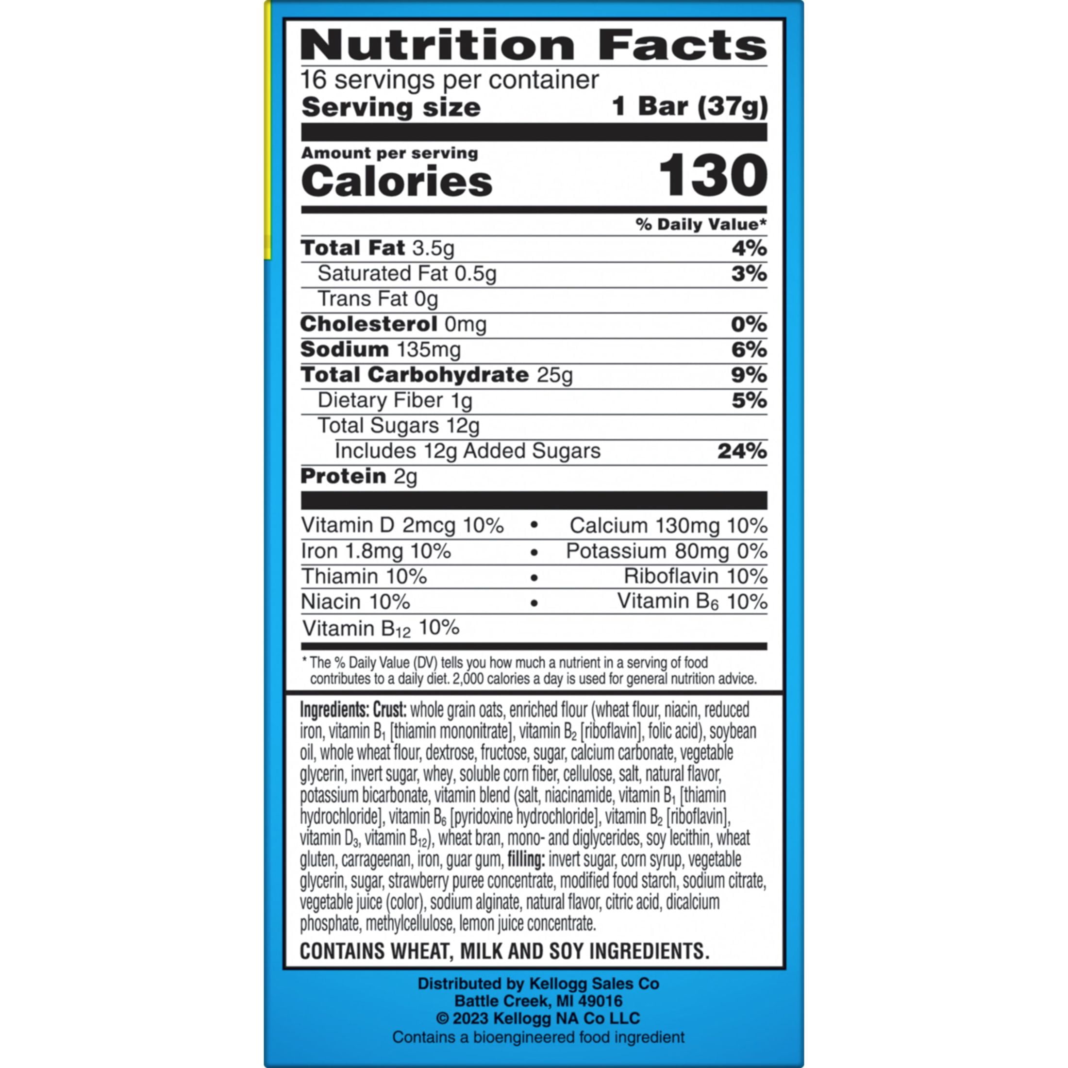 Kellogg's Nutri-Grain Strawberry Chewy Breakfast Bars, Made with 10g Whole Grains, 20.8 oz, 16 Count