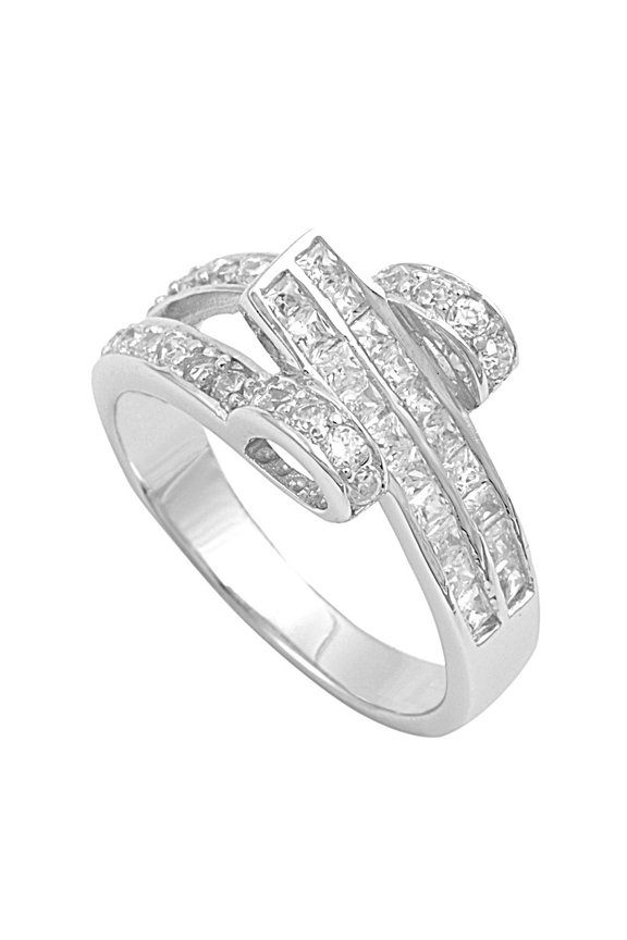 Designer Style Cubic Zirconia Ring Sterling Silver 925 Size 8