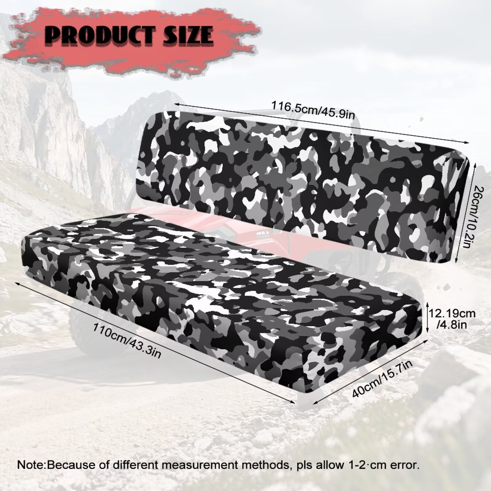 XYZCANDO Black Camo Seat Cover for UTV 2 Pack UTV Front Bench Seats Covers Compatible with Kawasaki Mule 4000 Elastic Polyester Replacement Bench Seat Cover Full Protection
