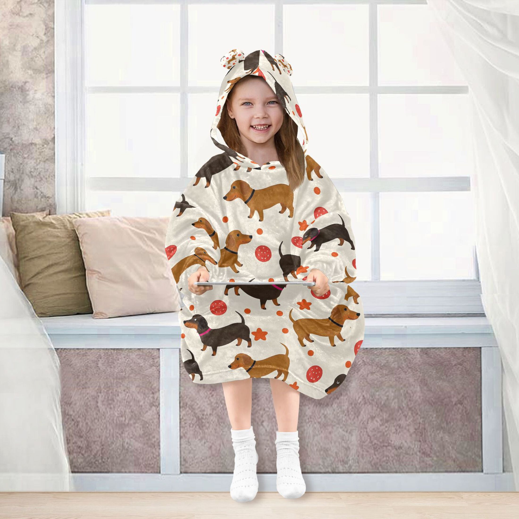 joogoo Blanket Hoodie for Dachshund Dog Balls Oversize Sweatshirt 3-14 YR L
