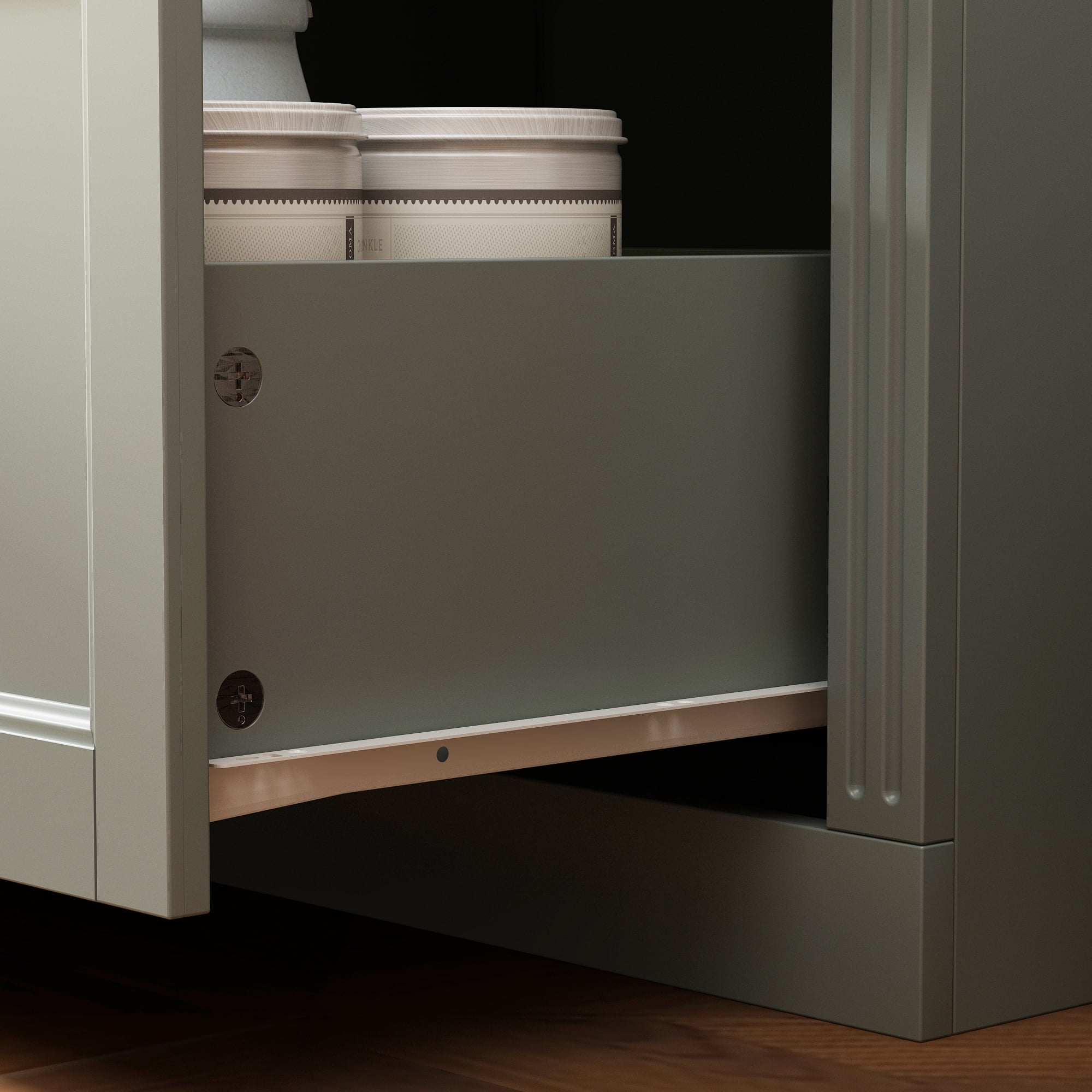 KULAGAGA 78.7" H Kitchen Pantry Cabinet with 4 Drawes, Display Storage Cabinet Bookcase for Home Office, Light Gray