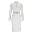thumbnail image 6 of ClodeEU Women's Sexy Blazer Collar Bodycon Dress,Slim Pencil Skirt Dress ,Work Dresses Business Outfits White,Womens Plus XL, 6 of 6