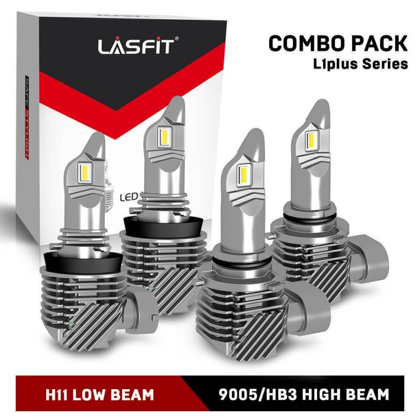 LASFIT 9005+H11 LED Headlight Bulbs, Combo High & Low Beam Bulbs, 40W 4000LM 6000K Cool White