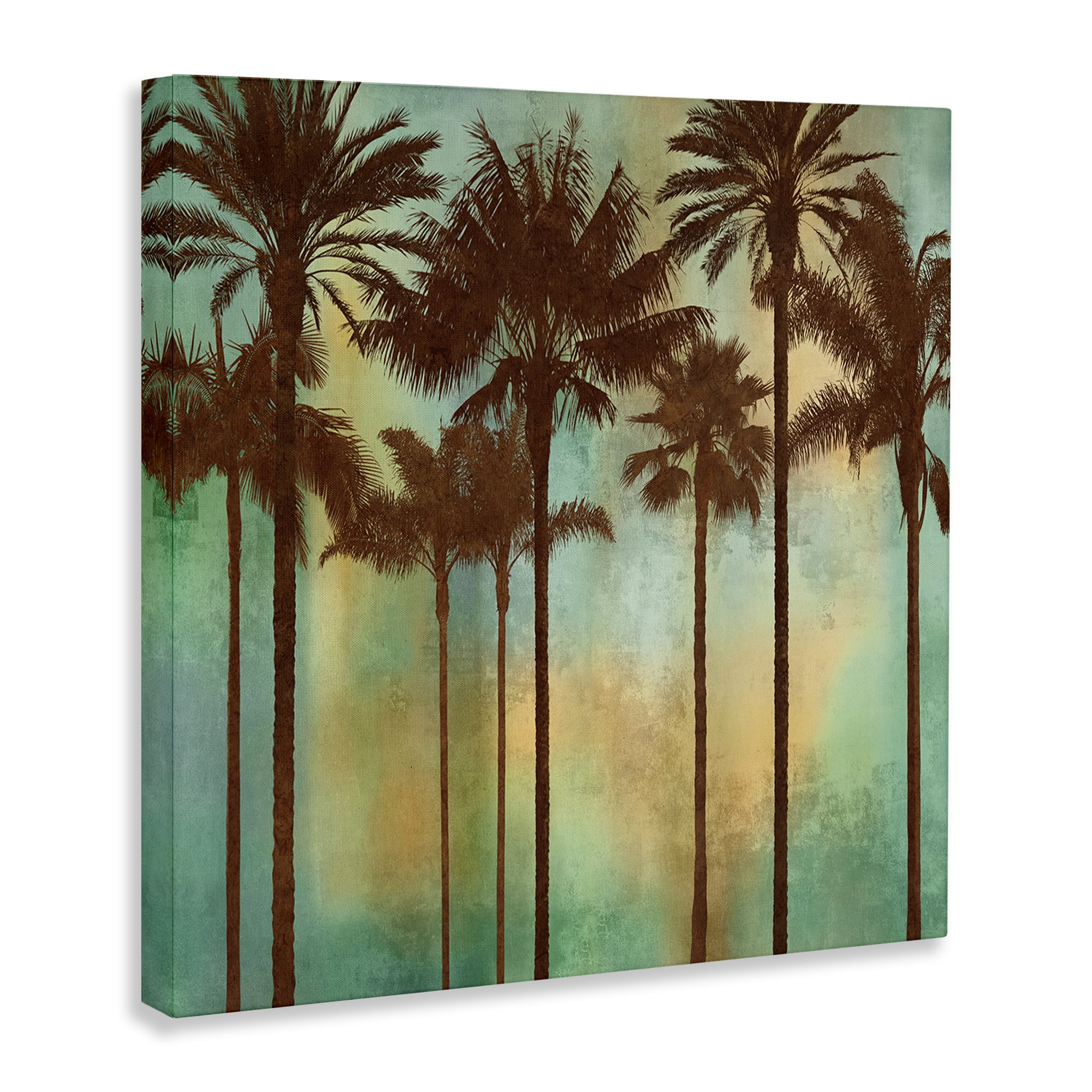 Stupell Industries Palm Trees over Gradient Landscape & Nature Painting Wrapped Canvas Canvas Art Print Wall Art, 17 x 17