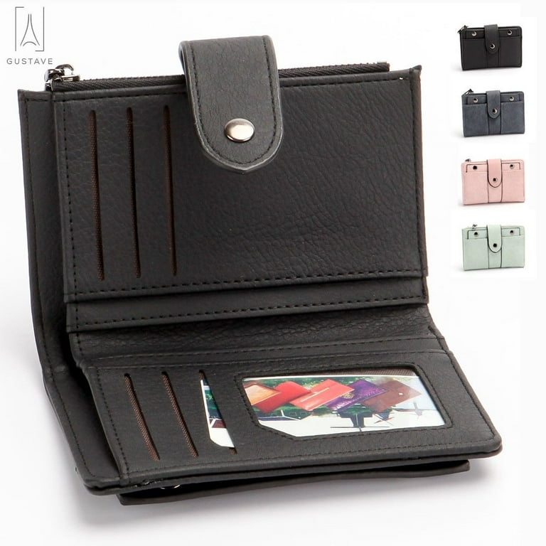 Black Leather Pocket Organizer Bifold Wallet