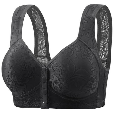 Black of Friday Deals!Clearance Staron Front Close Bras for Women Comfortable No Underwire Bras Soft Strap Front Closure Bra Wireless Breathable No Steel Bras