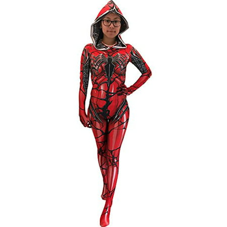 CosplayLife Red Gwenom Cosplay Costume | Carnage Gwenom | Gwen Stacy Suit Bodysuit Morphsuit Zentai Suit (XL)***Extra Large