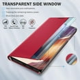 thumbnail image 5 of for Samsung Note 20 Ultra 5G Case View Clear Smart Window Kickstand Note 20 Ultra Case Slim Mirror Hard PC Leather Luxury Flip Case for Samsung Galaxy Note 20 Ultra Cover (Red), 5 of 14