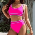 thumbnail image 2 of FRSASU Swimsuits for Women 2024 ,Swimsuits for Women 2 Piece Hawaiian Tropical Print Swim Cami Bra and Ruffles Bathing Sets Beachwear Hot Pink 4(S), 2 of 6