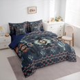thumbnail image 3 of Homewish Steel Blue Aztec Bedding Comforter Set 7pcs for Men, Western Cactus Plant Queen Bedding Sets, Bohemian Abstract Reversible Queen Sheet Sets, Microfiber Bedroom Decor, 3 of 7