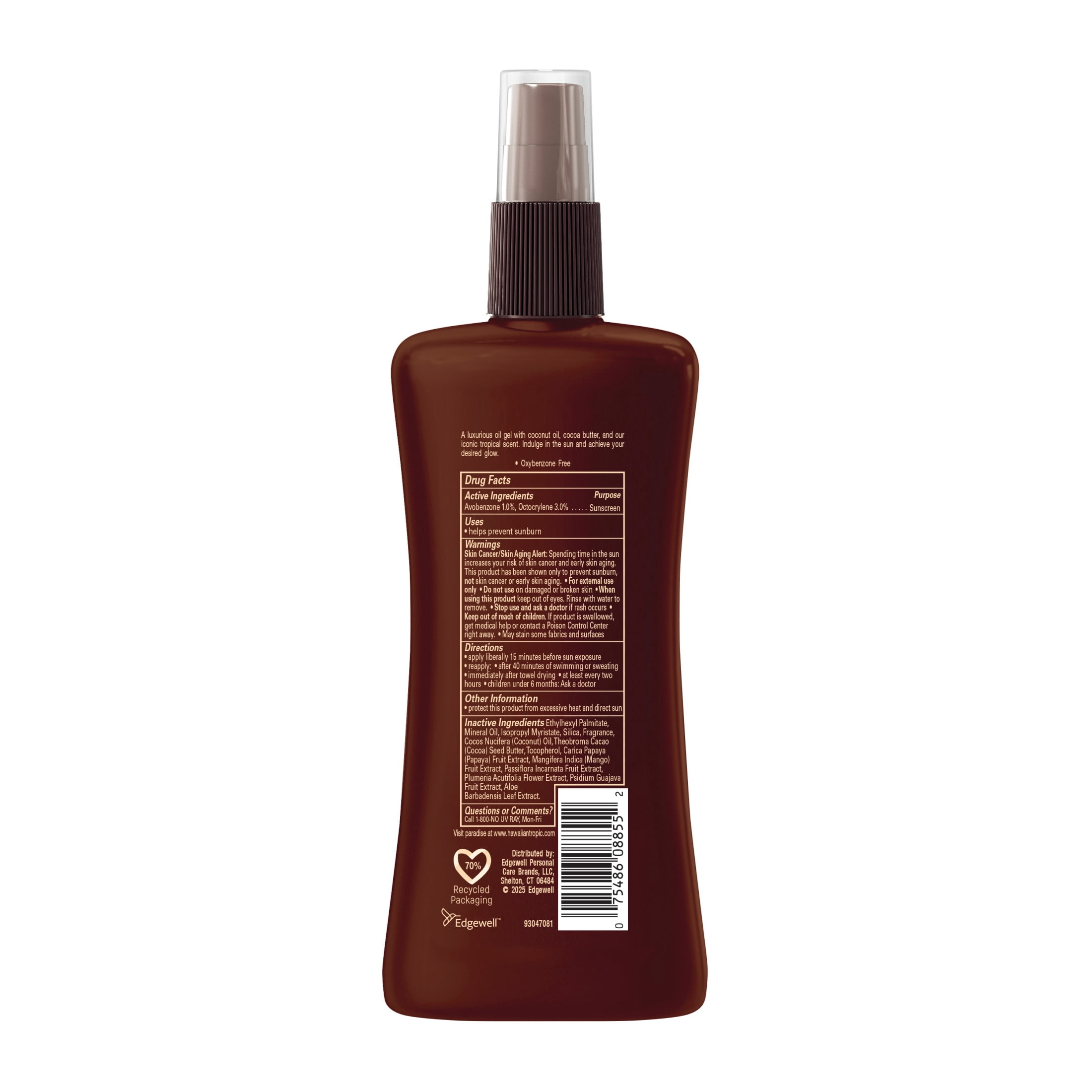 Hawaiian Tropic Island Tanning Sunscreen Oil Spray, SPF 6, Moisturize Coconut Oil, 8 FL OZ