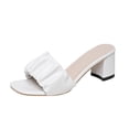 thumbnail image 1 of RXMEKW Ruched Mule Slippers for Women with Block Heel Slip-On Design in Assorted Colors, 1 of 9