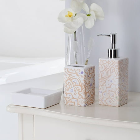 Mainstays 17-Piece Bathroom Set, Tan Lotus