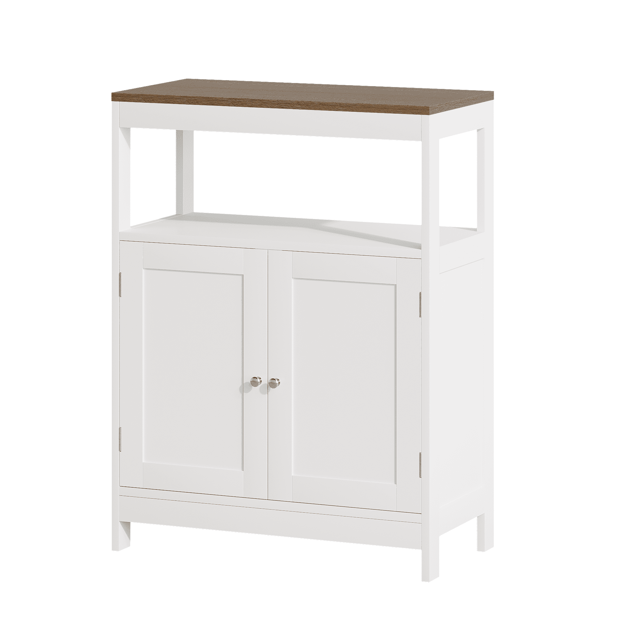 23.6-Inch Modern Storage Cabinet with Double Doors and Adjustable Shelf, Freestanding Organizer and Sideboard for Kitchen Bathroom Entryway, White