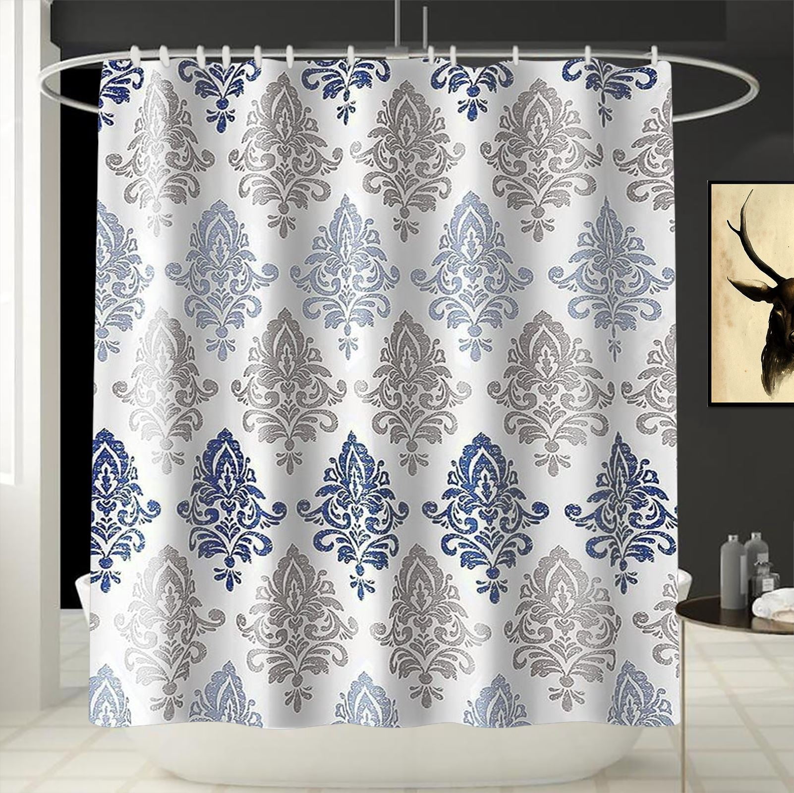 Shower Curtain for Bathroom with 12 Hooks Polyester Fabric Machine Washable Waterproof Shower Curtains 72 x 72 Inch