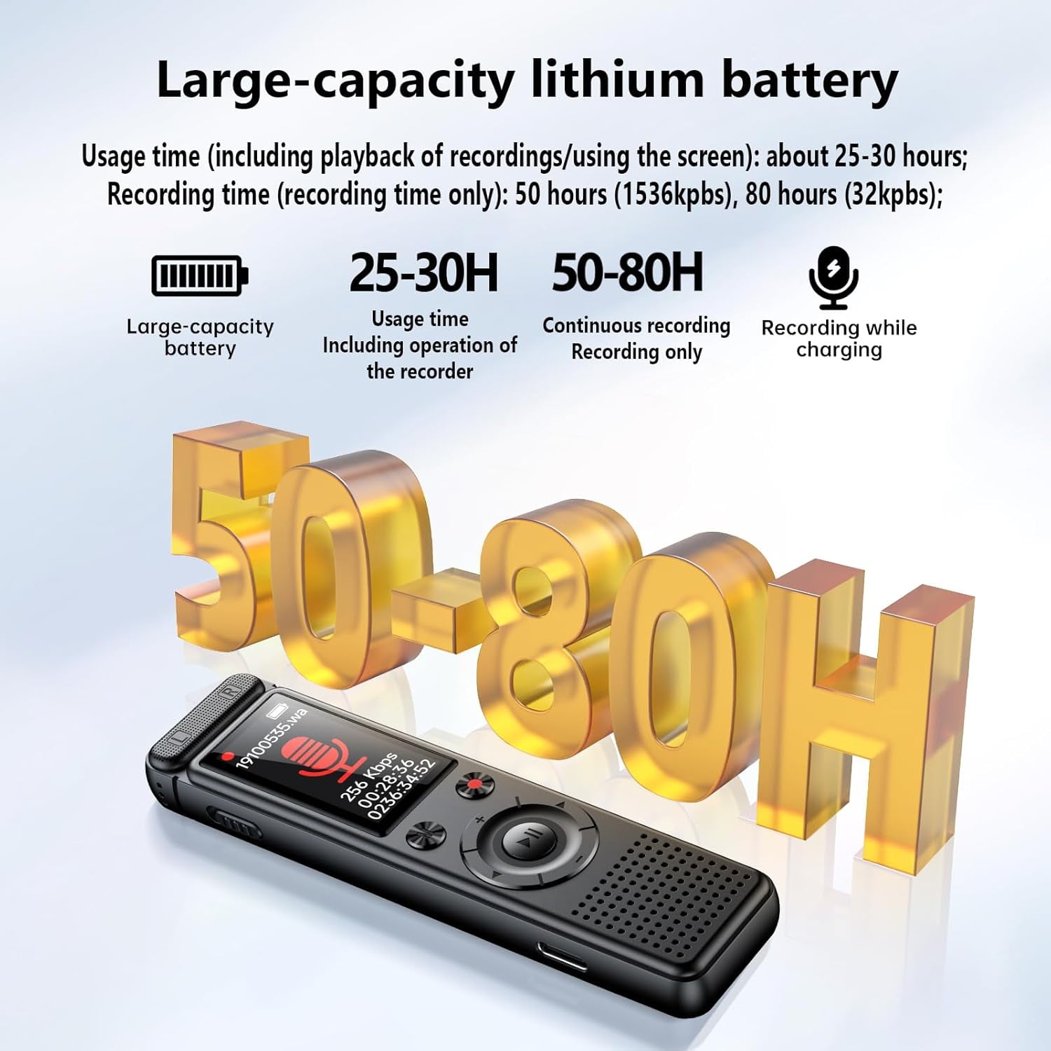 32GB Digital Voice Recorder, Voice Activated Recording Device with MP3 Player, Noise Reduction, Password, Scheduled recording,Auto Save Function for Meeting Concert Lecture Interview