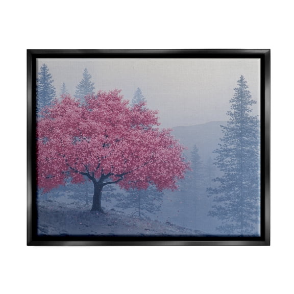 Stupell Pink Cherry Blossom Nature Landscape Landscape Photography Black Floater Framed Art Print Wall Art
