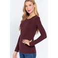 thumbnail image 3 of Simply Fashion Active Basic CrewNeck LongSleeve Slim Fit Cotton Tshirts,maroon,small, 3 of 4